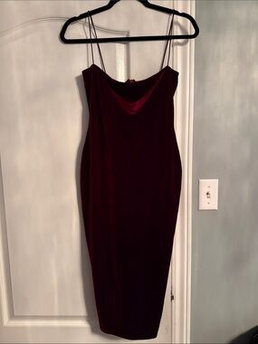 Nookie Burgundy Velvet Cowl-Neck Midi Slip Dress